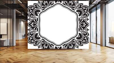 unusual, hexagonal, black lace frame, decorative element with em Wall mural