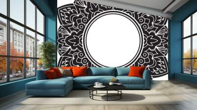 unusual, hexagonal, black lace frame, decorative element with em Wall mural