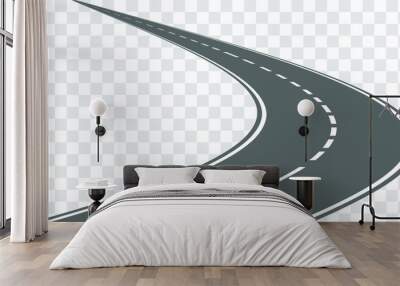 Vector winding road isolated on transparent background. Wall mural