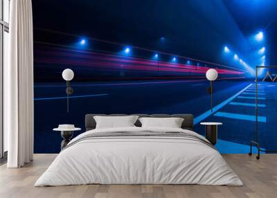 traffic in city at night Wall mural