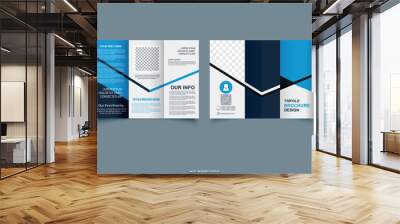 Trifold Brochure Layout with Blue Design Elements Wall mural