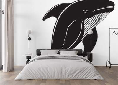 Whale in cartoon, doodle style . Image for t-shirt, web, mobile apps and ui. Isolated 2d vector illustration in logo, icon, sketch style, Eps 10, black and white. AI Generative Wall mural