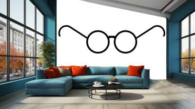 Round eyeglasses Icon Symbol on a White Background Wall mural