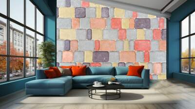 Colored paving stone texture. Wall mural