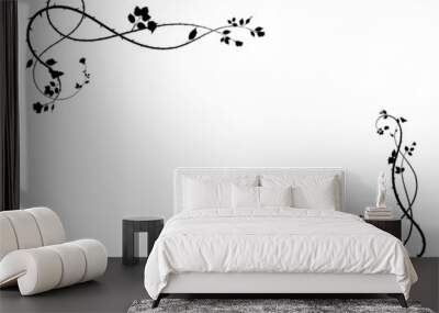 simple frame flowers and thorns plant on white new Wall mural