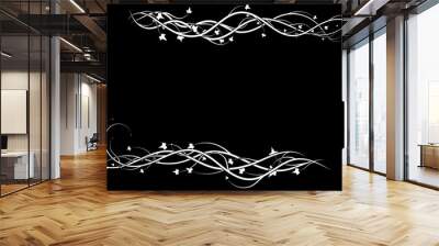 white ivy weaving frame on a black background new Wall mural