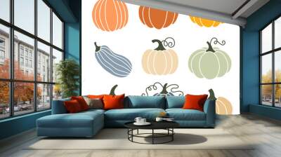 A set of colored icons pumpkin. Wall mural