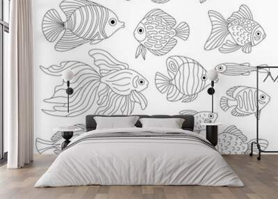 A set of cute fish. Wall mural