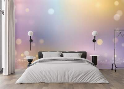 Abstract blur bokeh banner background. Rainbow colors, pastel purple, blue, gold yellow, white silver, pale pink bokeh background Wall mural