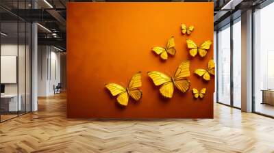 brown textured wallpaper background with butterfly pattern Wall mural