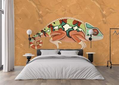 Chameleon on marble texture background Wall mural