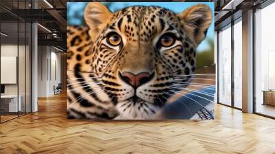 A leopard with a big nose stared straight at the camera Wall mural