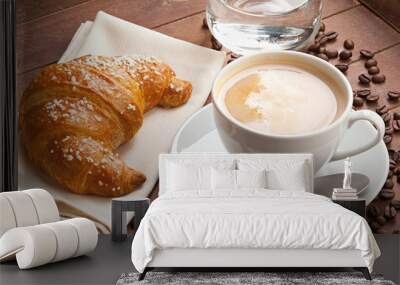 Cappuccino with croissant Wall mural