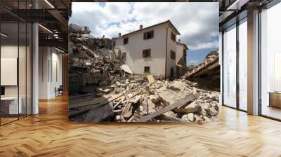 24/8/2016 - Amatrice - Rieti - Italy - The earthquake that destroyed the historic city of Amatrice Wall mural