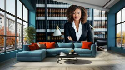 Portrait of confident female lawyer standing with arms crossed in law firm Wall mural