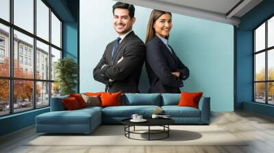 Business Colleagues Standing With Arms Crossed In Studio Wall mural