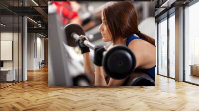 focused on her workout Wall mural