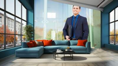 happy young businessman Wall mural