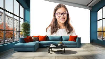 Lovely young girl with glasses isolated Wall mural