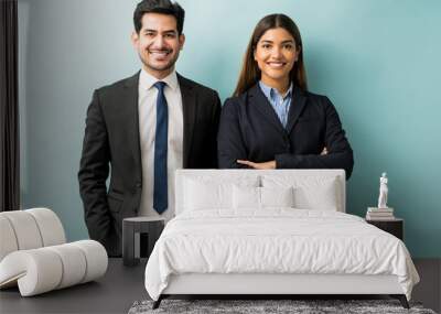 Male And Female Professionals In Studio Wall mural