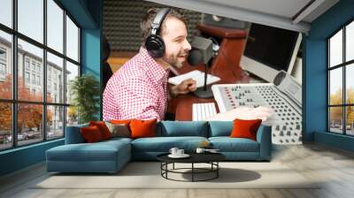 Man hosting a live radio show Wall mural