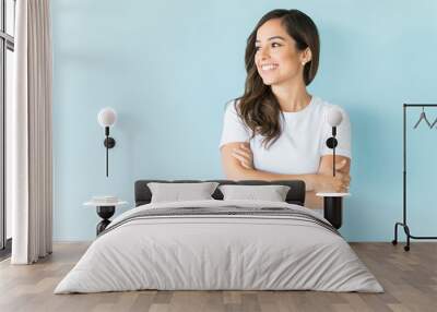 Positive Woman In Studio Wall mural