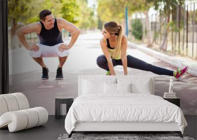 Working out together outdoors Wall mural