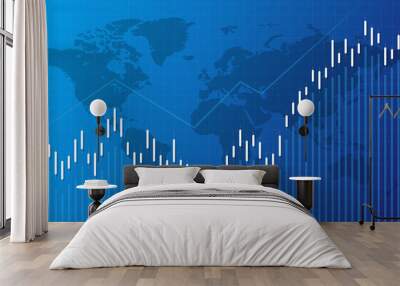 stock market, economic graph with diagrams, business and financial concepts and reports, abstract blue technology communication concept  background Wall mural