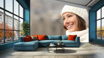 candid girl with white teeth and smile in winter Wall mural