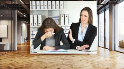 Ill businesswoman and a colleague rejecting her Wall mural