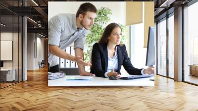 upset businesspeople working with a computer Wall mural