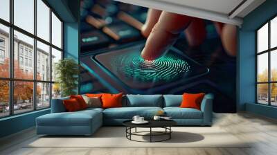 Close-up of a fingerprint scanning on a touchpad Wall mural