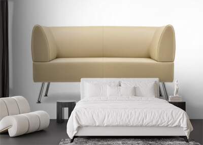 Beige leather sofa front view Wall mural