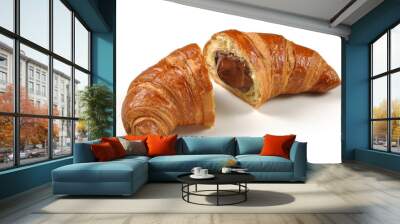 Croissant cut in half with chocolate cream Wall mural