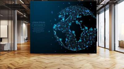 Abstract image of a planet Earth in the form of a starry sky or space, consisting of points, lines, and shapes in the form of planets, stars and the universe. Earth vector wireframe concept Wall mural