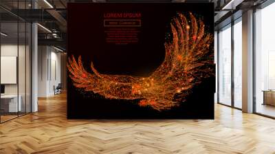 Abstract mash line and point eagle in flames style on dark background with an inscription. Starry sky or space, consisting of stars and the universe. Vector illustration Wall mural