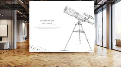 Abstract mash line and point telescope on white background with an inscription. Starry sky or space, consisting of stars and the universe. Vector cosmos or space illustration Wall mural