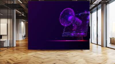 Purple online digital marketing low poly wireframe illustration Wall mural