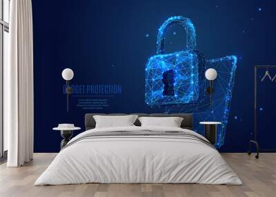 tablet pc and lock low poly Wall mural