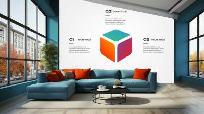 3d blocks infographics step by step. Element of chart, graph, diagram with 3 options - parts, processes, timeline. Vector business template for presentation, workflow layout, annual report, web design Wall mural