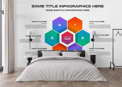 Honey infographics with icons. Element of chart, graph, diagram with 2 options - parts, processes, timeline. Vector business template for presentation, workflow layout, annual report Wall mural