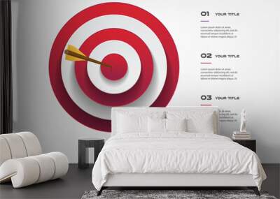 Target infographics step by step. Element of chart, graph, diagram with 3 options - parts, processes, timeline. Vector business template for presentation, workflow layout, annual report, web design Wall mural