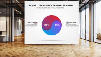 yin yang of percentage infographics, 50 50. element of graph, diagram with 3 options - parts, proces Wall mural