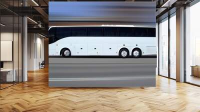 white tour bus in motion Wall mural