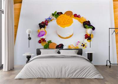 dessert with fruit and cream Wall mural