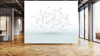 Cloud low poly design, weather, brain abstract geometric, cloud computing wireframe mesh polygonal vector illustration made from points and lines on white background. Thinking process dots.
 Wall mural