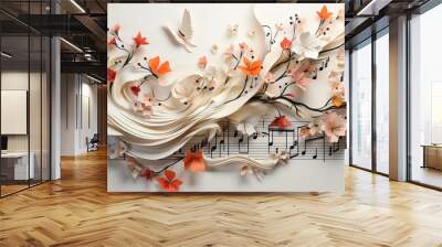 music burning candle on a wooden table Wall mural