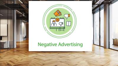  Negative ad concept line icon. Election campaign, black PR, propaganda. Choice, vote concept. Democracy. Parliamentary or presidential elections.Vector isolated conception metaphor illustration Wall mural