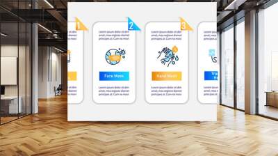 New normal concept vector infographic. Health care template for presentations, workflow layout, info chart, banner. New life after covid19 pandemic outbreak. Design elements with icons and 4 steps Wall mural