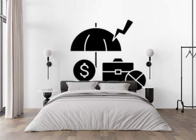 Unemployment insurance glyph icon. Temporary income for eligible workers. Unemployed protection. Replace lost wages. Compensation concept.Filled flat sign. Isolated silhouette vector illustration Wall mural